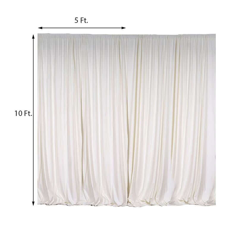 2 Pack Ivory Scuba Polyester Backdrop Drape Curtains, Inherently Flame Resistant Event Divider Panels Wrinkle Free With Rod Pockets - 10ftx10ft