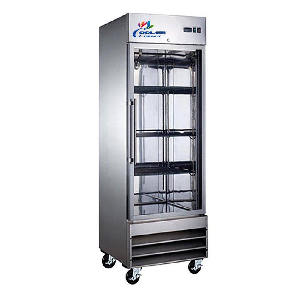 Cooler Depot 29 in. W 23 cu. ft. Single Glass Door Commercial Merchandiser Refrigerator in Stainless Steel CFD1R