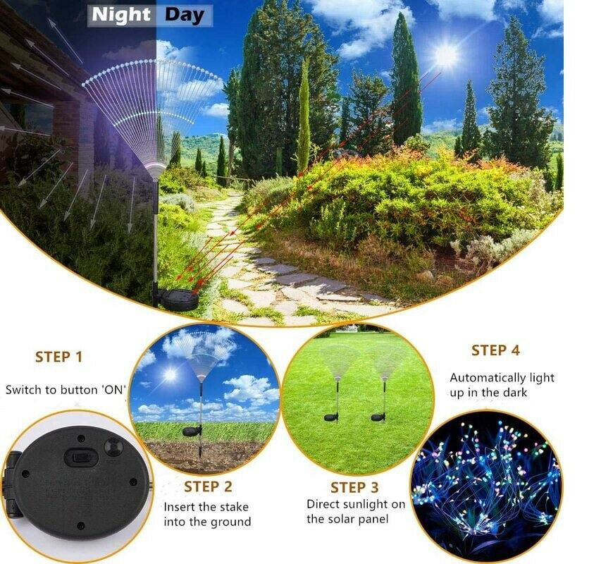 120 LED Solar Light Outdoor Grass Globe Dandelion Lamp Garden Lawn Landscape Lamp Flash String Firework Light Holiday Xmas Decoration