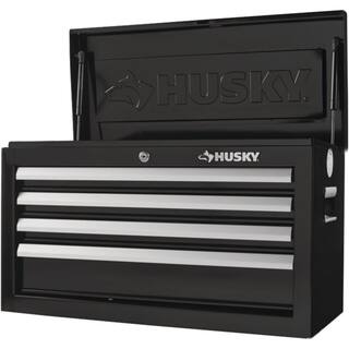 Husky 26 in. W x 12 in. D Standard Duty 4-Drawer Top Tool Chest in Gloss Black HKST98065BK