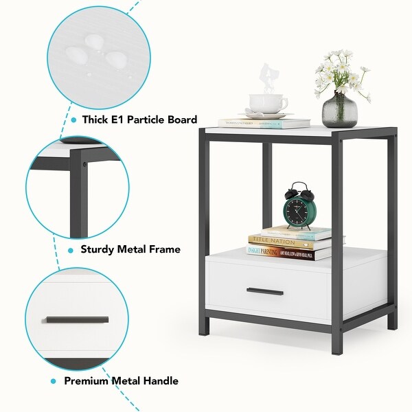 Nightstands，Bedside Table End Table Side Table with Drawers and Storage Shelf - - 33503761