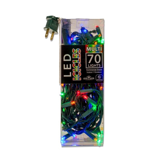 Kurt Adler 70Light 7.5Foot 5MM Multicolored LED Icicle Light Set