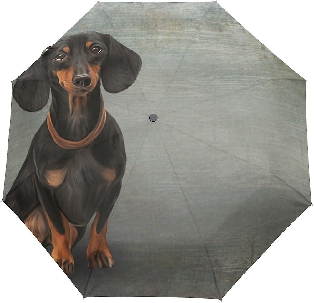 Top Carpenter Funny Dog Breed Dachshund Anti Uv Windproof Travel Umbrella Parasol With Auto Open/close Button