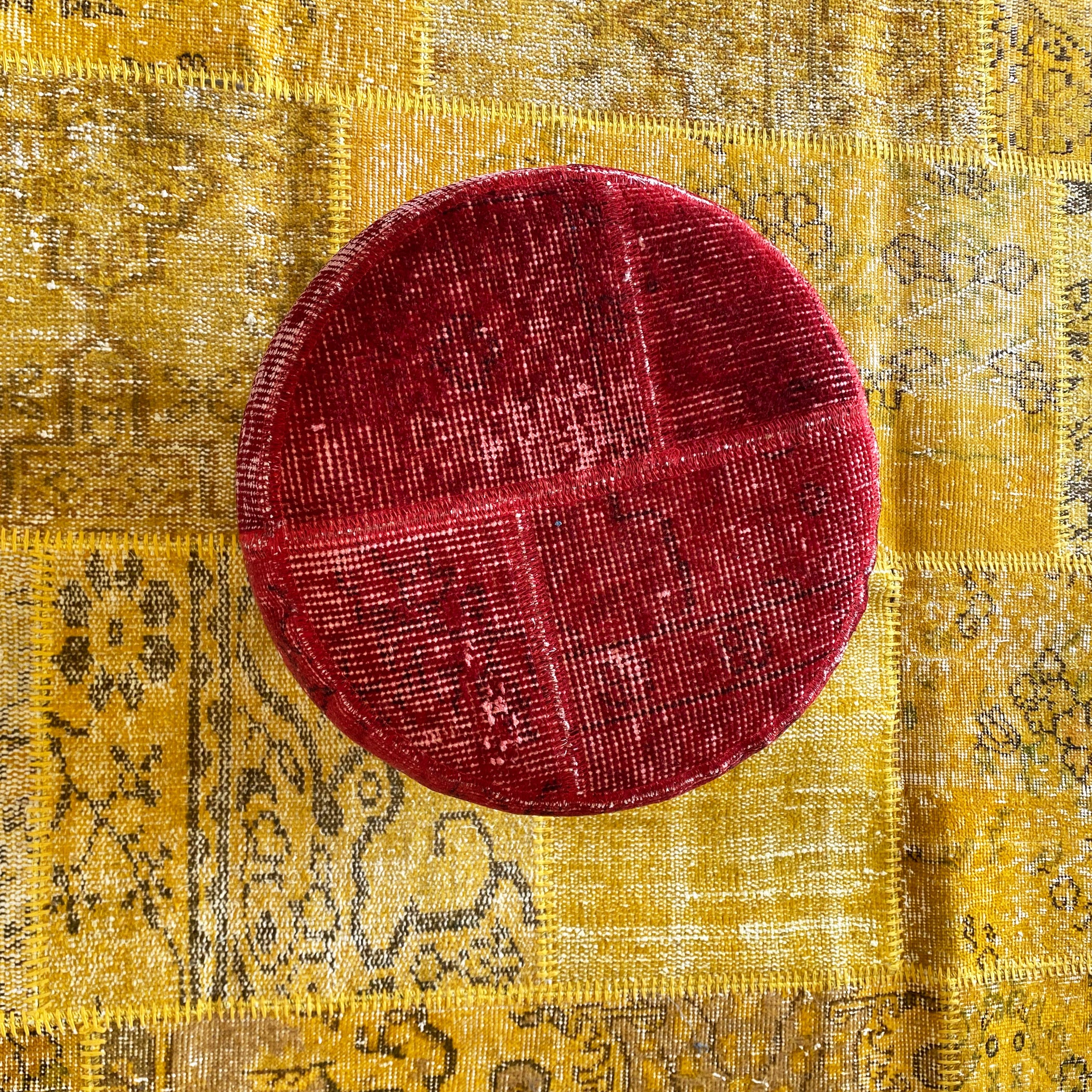 Hali X-Bursa Handmade Over Dyed Pouf Red001