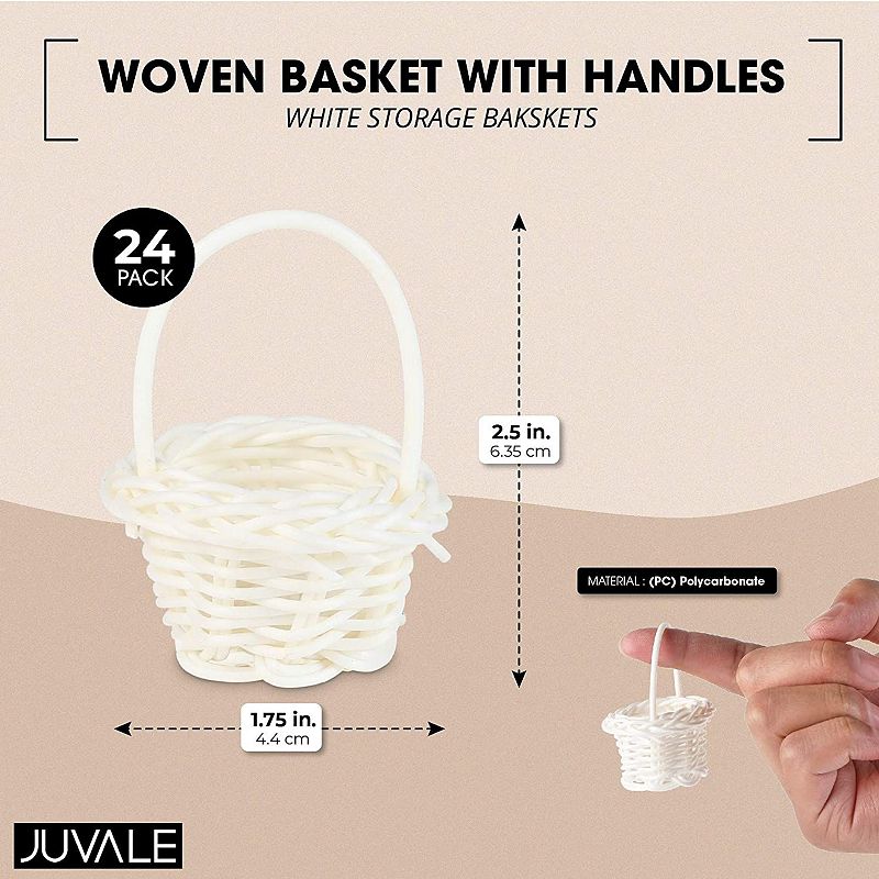 Juvale White Mini Woven Baskets with Handles (1.75 x 2.5 in， 24 Pack)