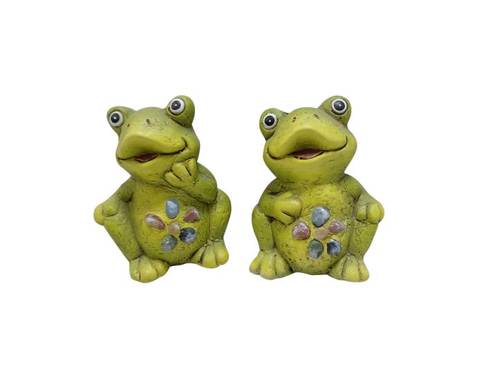 Alpine Assorted Ceramic Frog With Flower Detail Statue - QWR1318ABB