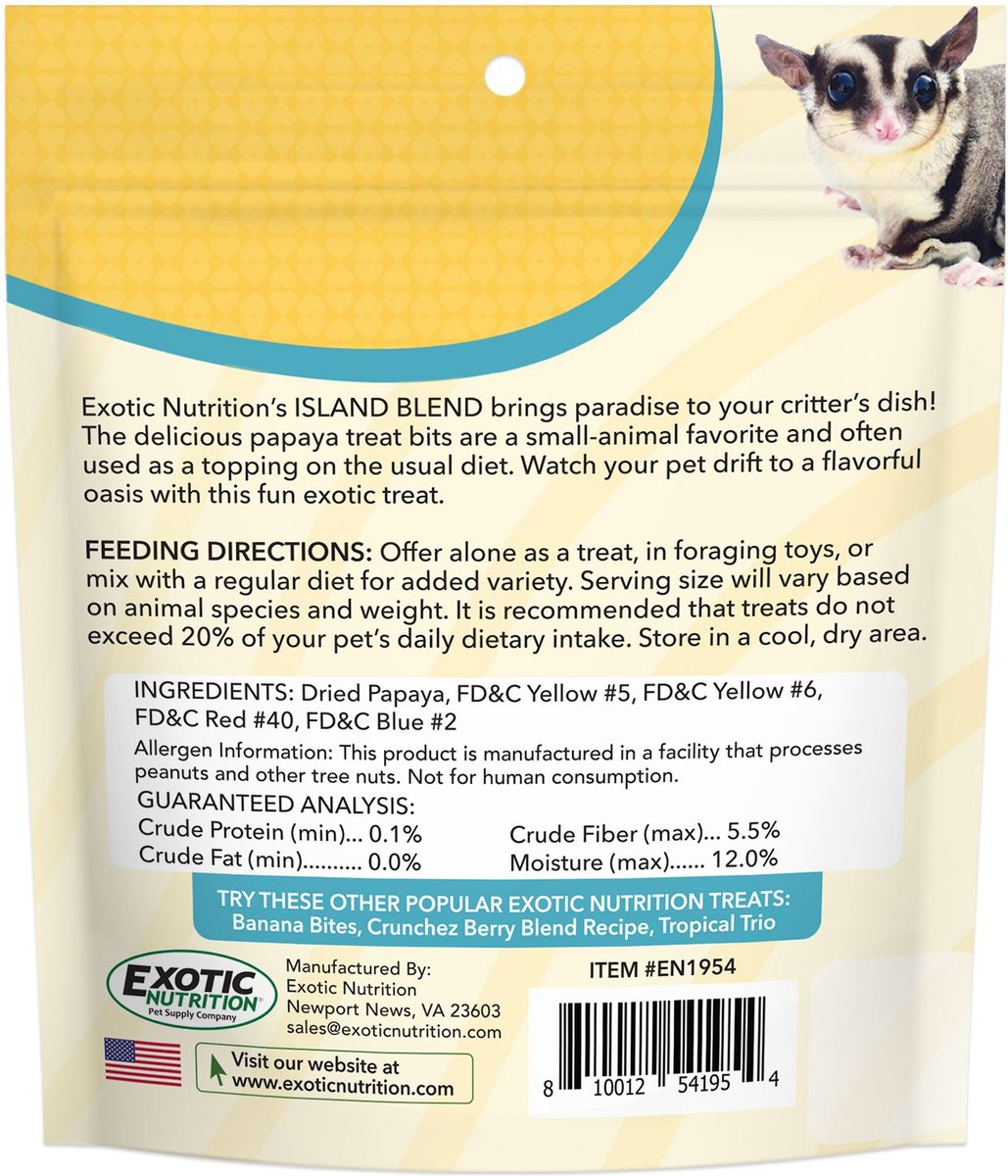 Exotic Nutrition Critter Selects Island Blend Small Animal Treats， 4-oz bag