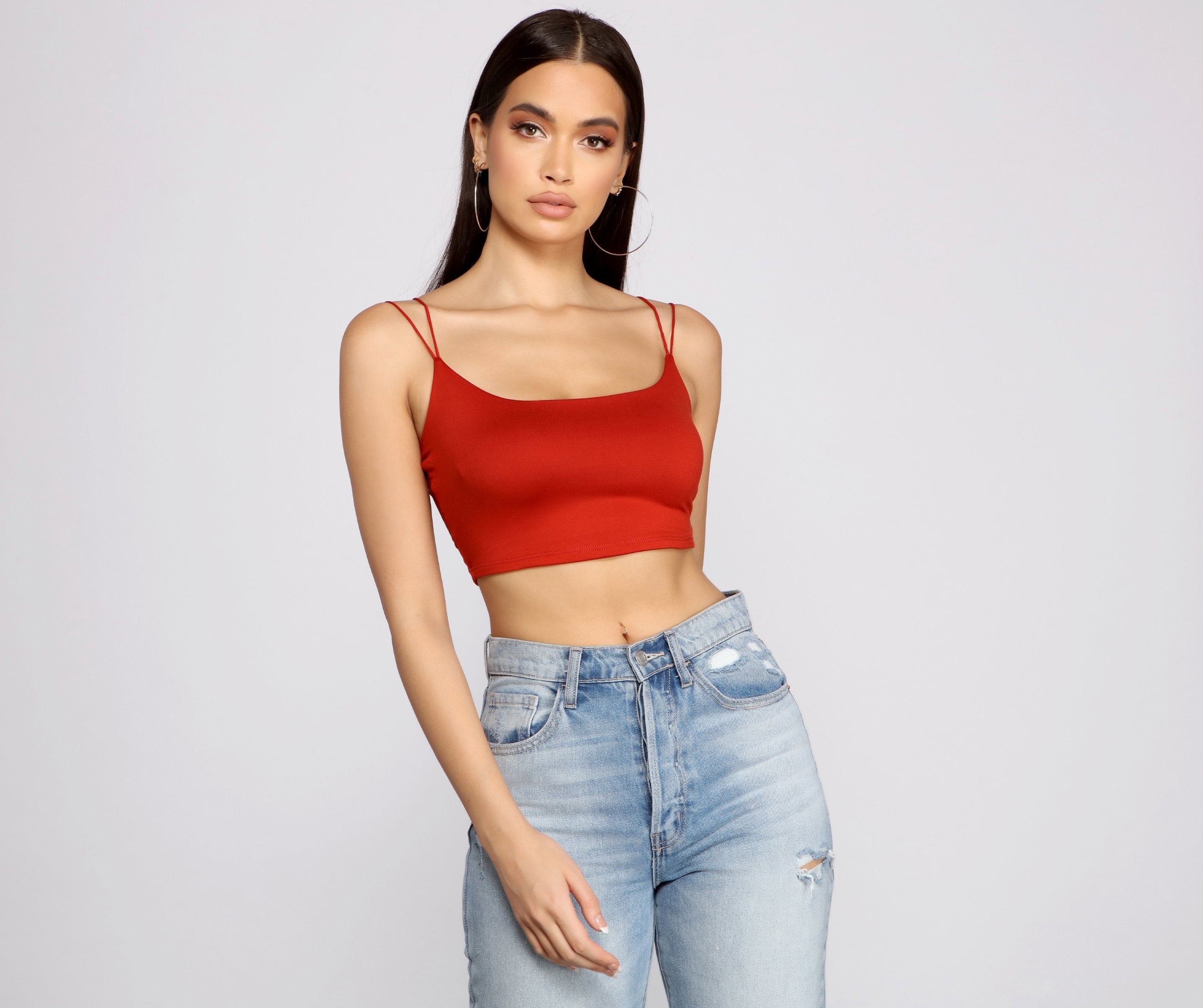 CLEARANCE - Double Strap Basic Crop Top