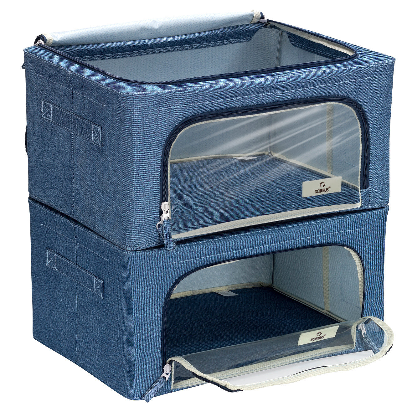 Storage Box With Window Small Blue - 2 Pack