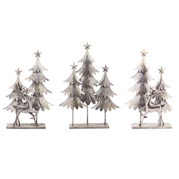 Metal Tree w/ Deer (Set of 3)