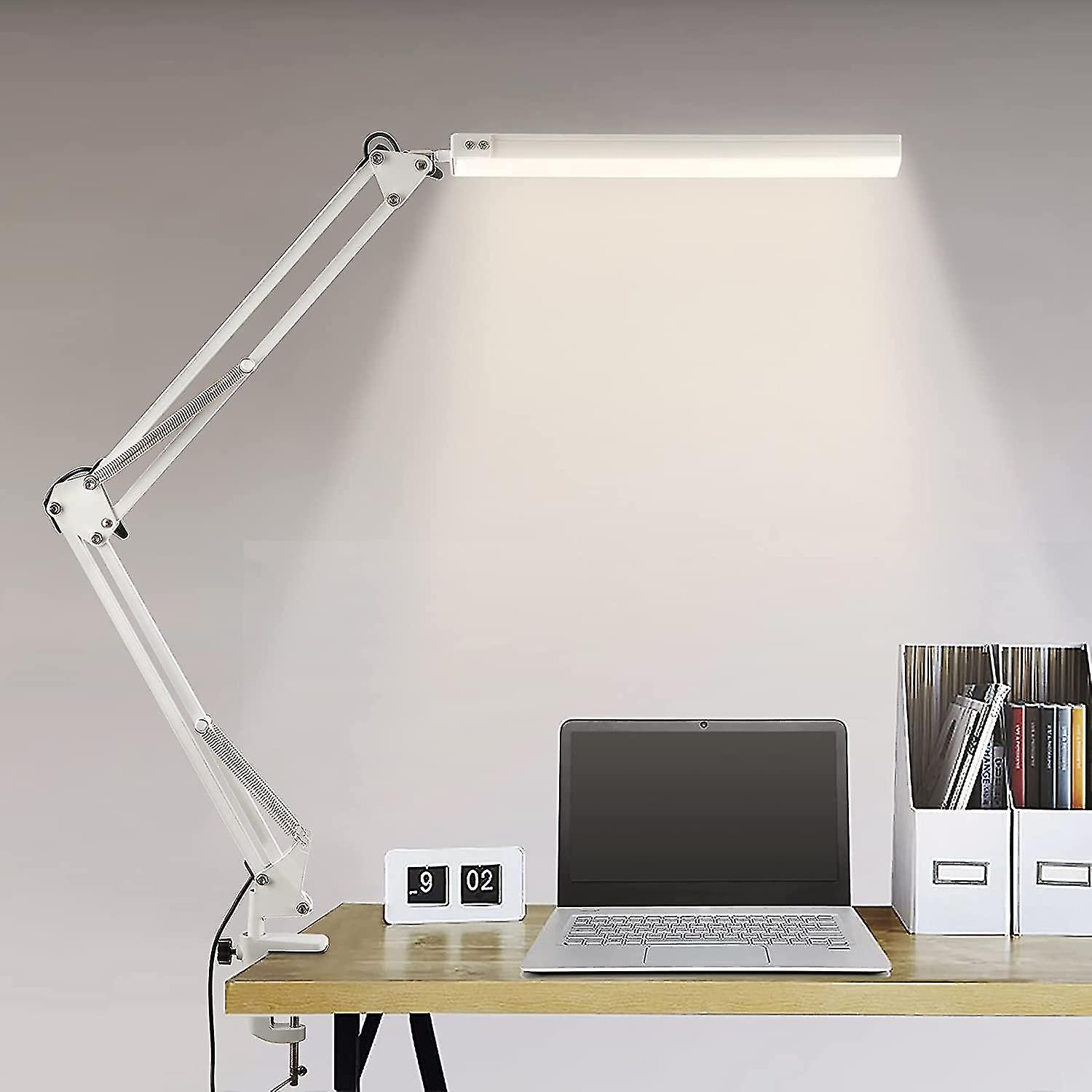 Led Desk Lamp， 14w Foldable Architect Table Lamp With Clamp， 10 Brightness Levels X 3 Color Modes， Adjustable Table Lamp