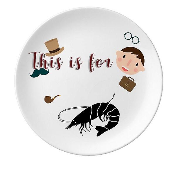 Marine Life Black Shrimp Illustration Decorative Porcelain 8 Inch Dinner Plate