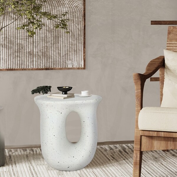 Outdoor Contemporary Lightweight Concrete Accent Side Table