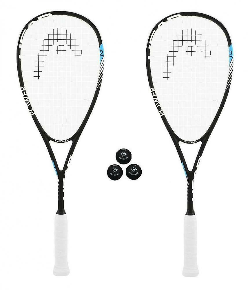 2 X head ig power squash rackets + 3 squash balls and cover