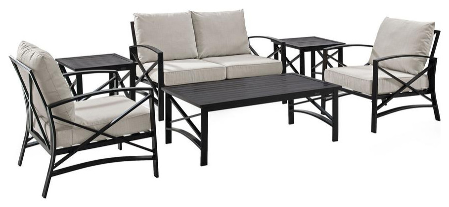 Kaplan 6Pc Outdoor Conversation Set Oatmeal/Oil Rubbed Bronze   Contemporary   Outdoor Lounge Sets   by BisonOffice  Houzz