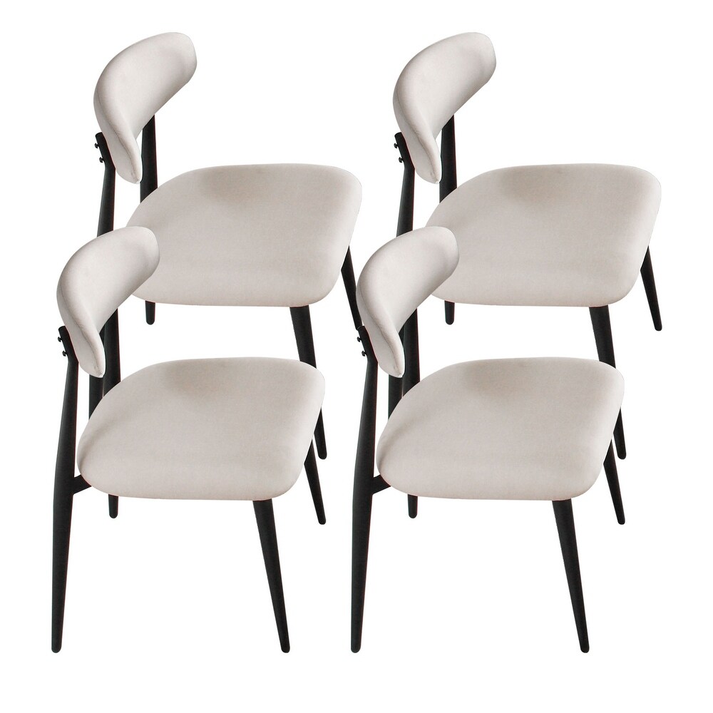 Recreational Dining Chairs Set of 4  Upholstered Dressing Chairs with Round Backrest and Metal Legs for Kitchen Terrace