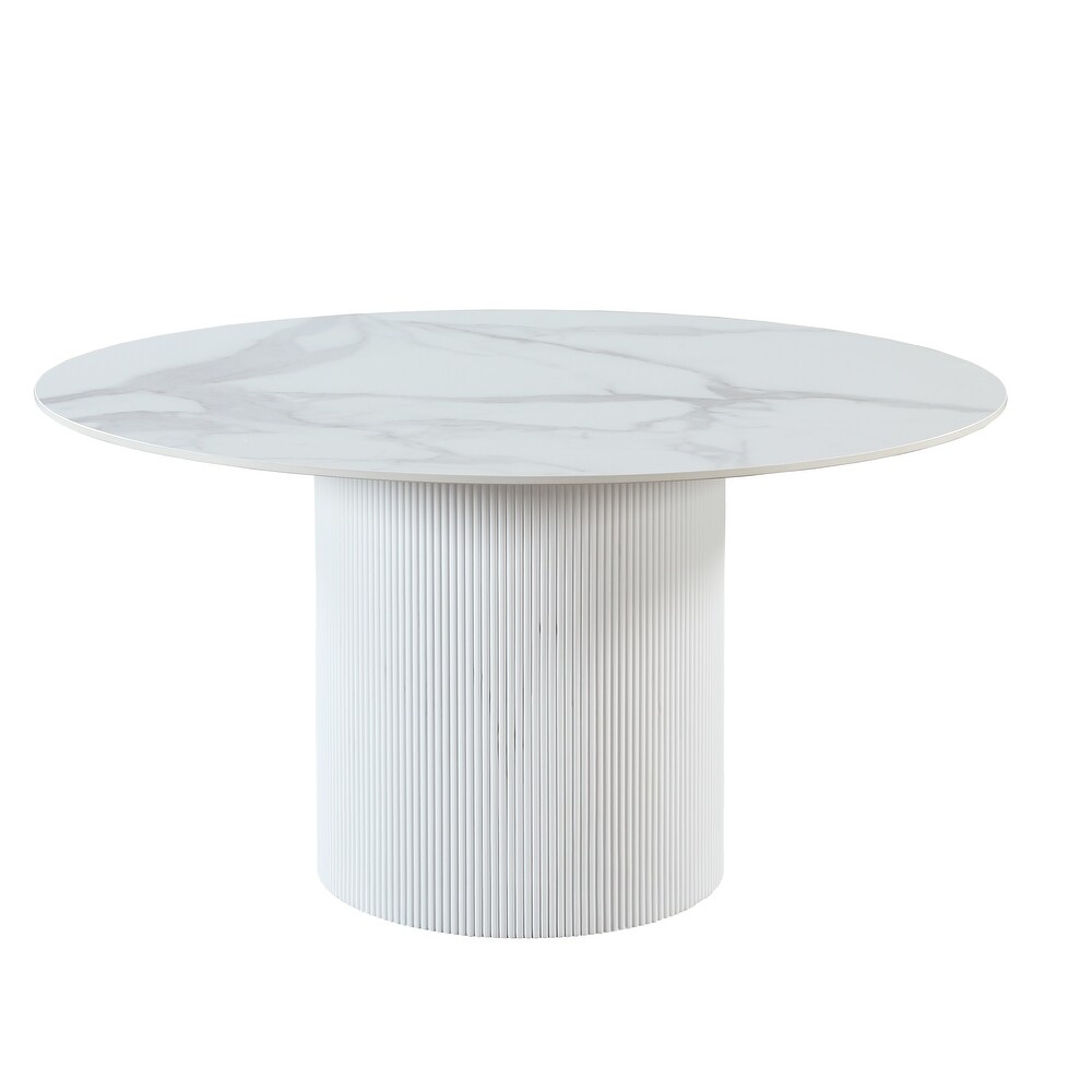 Somette Krystal Dining Table with Glossy Marbleized Sintered Stone Top   55\