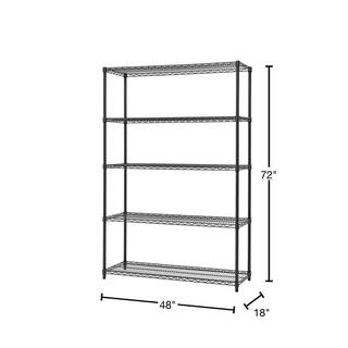 TRINITY Black Anthracite 5-Tier Steel Wire Shelving Unit (48 in. W x 72 in. H x 18 in. D) HTBFPBA-0950