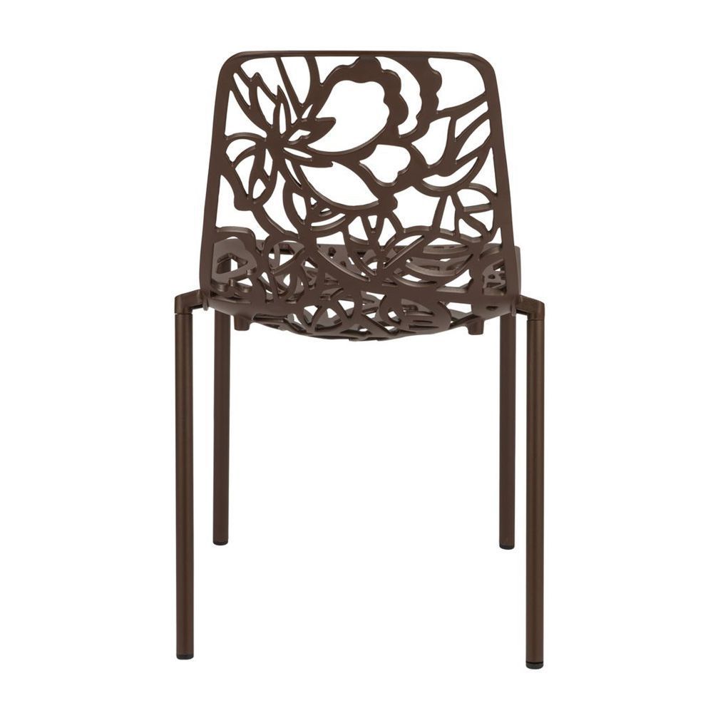 LeisureMod Modern Devon Aluminum Outdoor Accent Chair - Brown