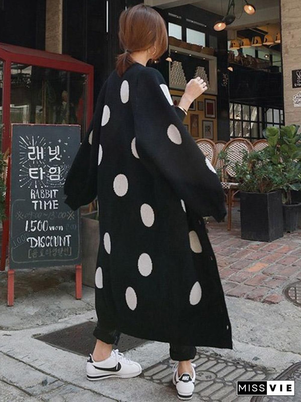 Loose Polka-dot Printed Long Cover-up