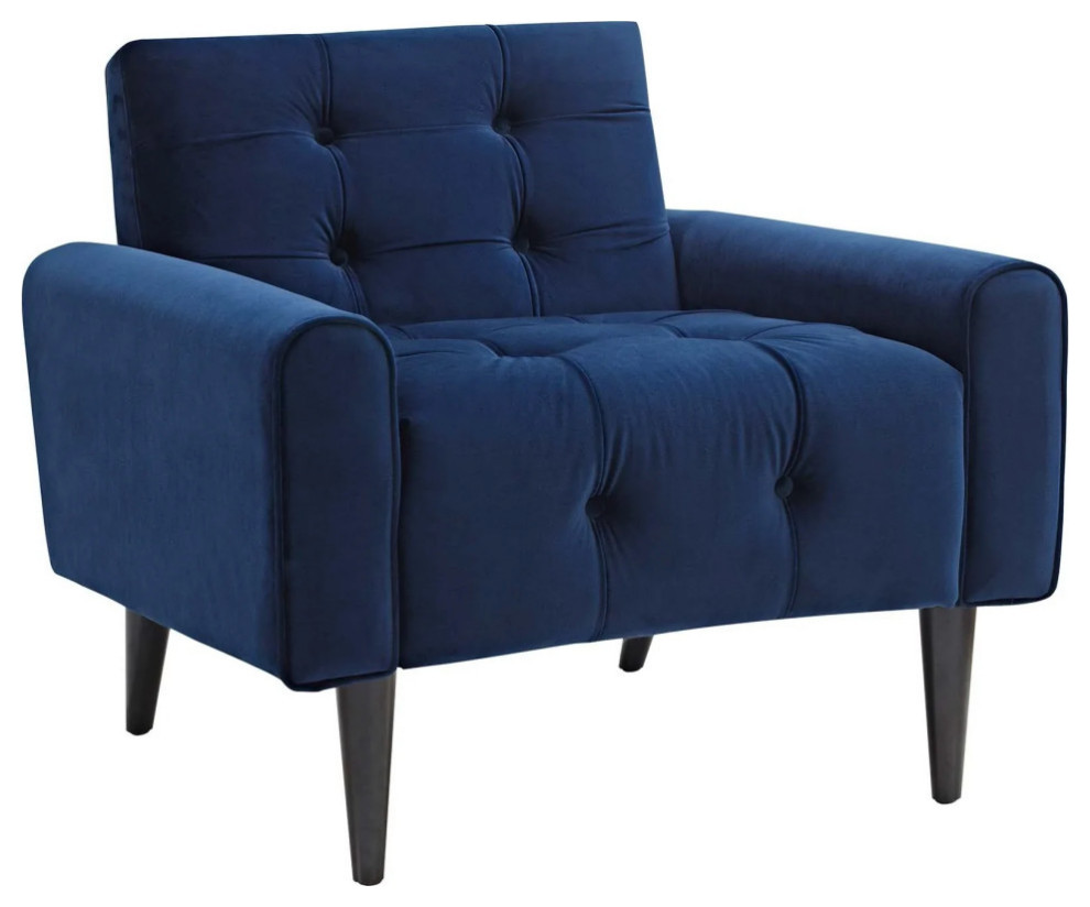 Elsie Navy Living Room Set Performance Velvet Set of 3   Midcentury   Living Room Furniture Sets   by Virgil Stanis Design  Houzz