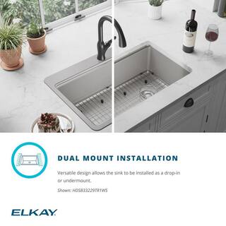 Elkay Avenue 18-Gauge Stainless Steel 33 in. Single Bowl Drop-InUndermount Workstation Kitchen Sink with Drain HDSB33229TR1WS