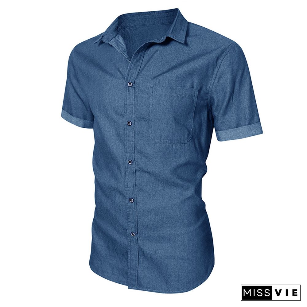 Business Men's Jeans Short Sleeve Shirt Non Iron Casual Men's Shirt