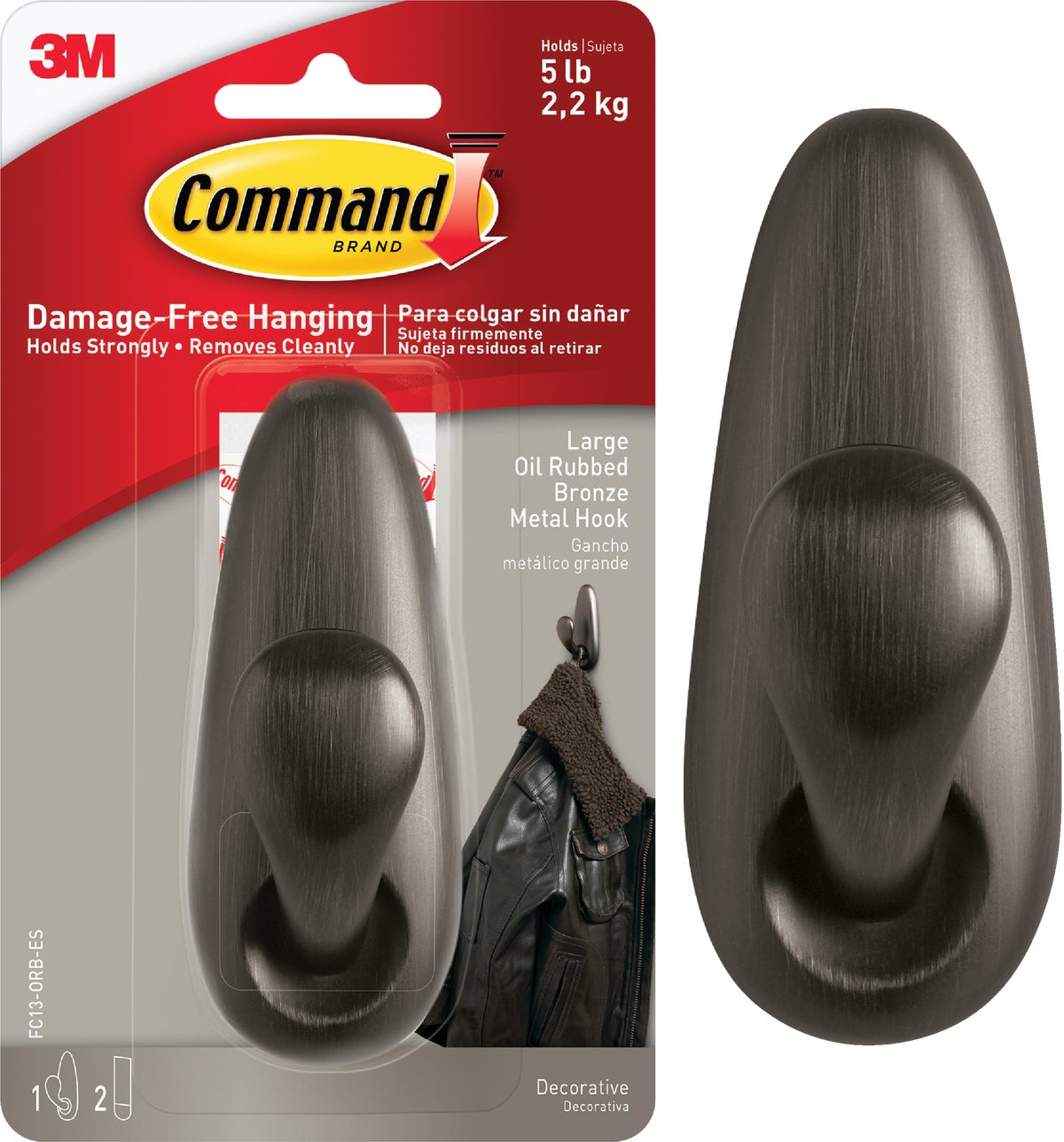 Command Metal Adhesive Hook Oil-Rubbed Bronze