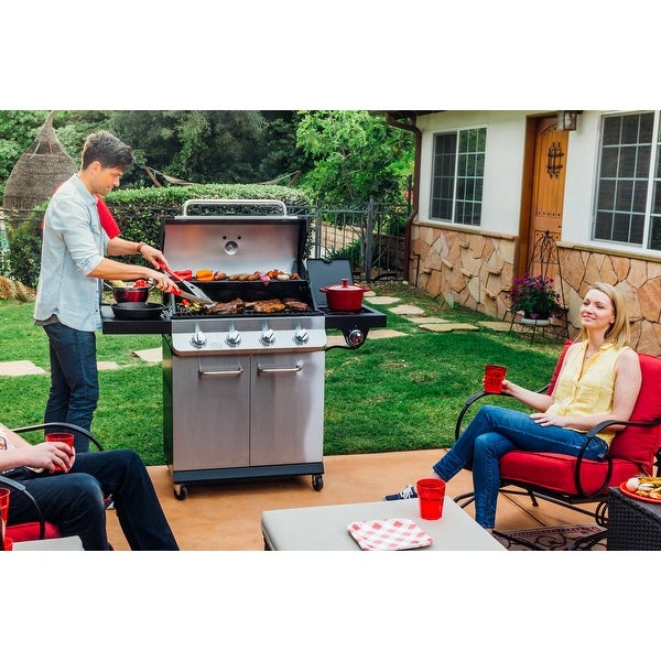 4 Burner Silver and Black Propane Gas Grill