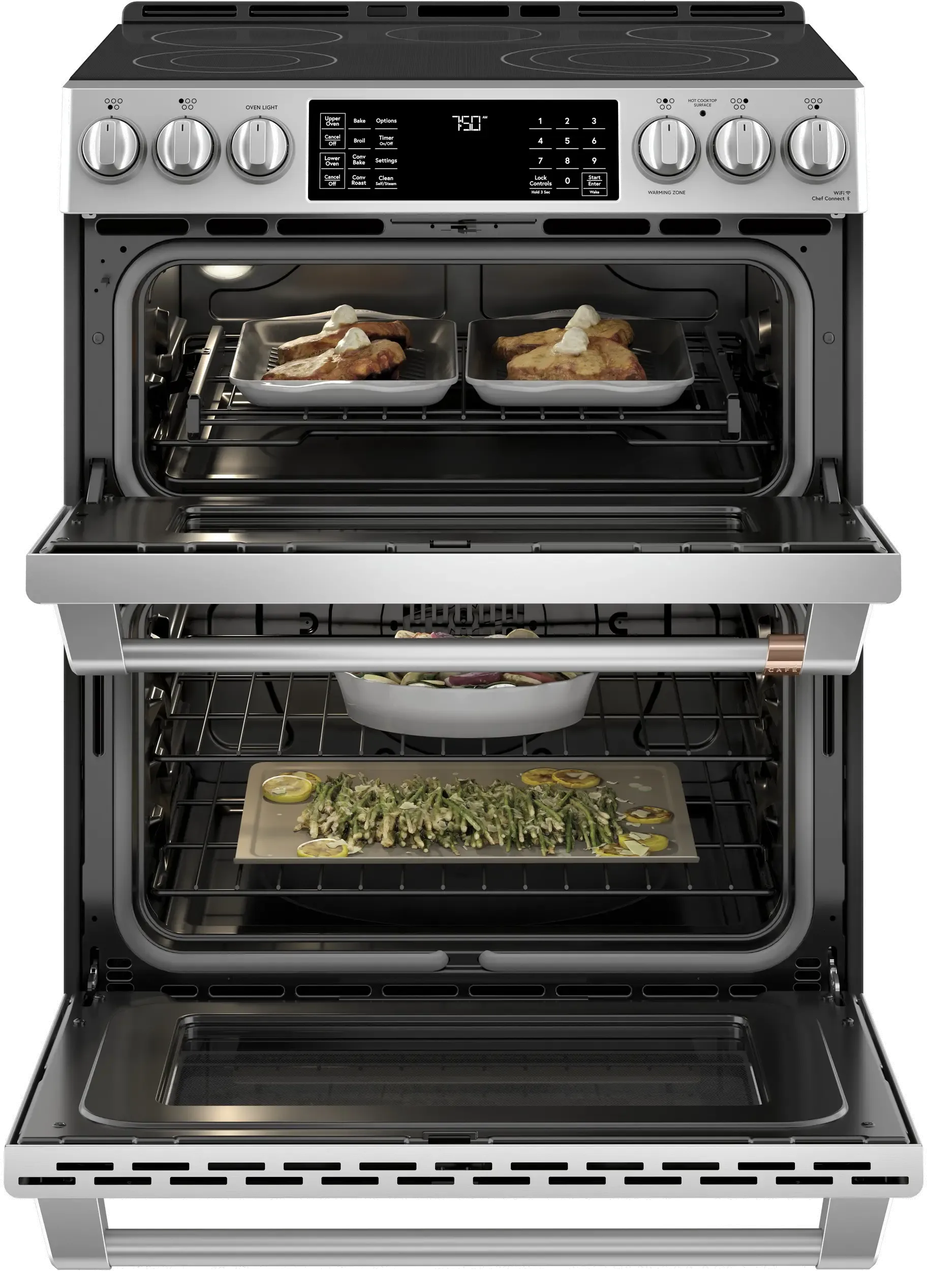 Cafe 6.7 Electric Double Oven Range CES750P2MS1