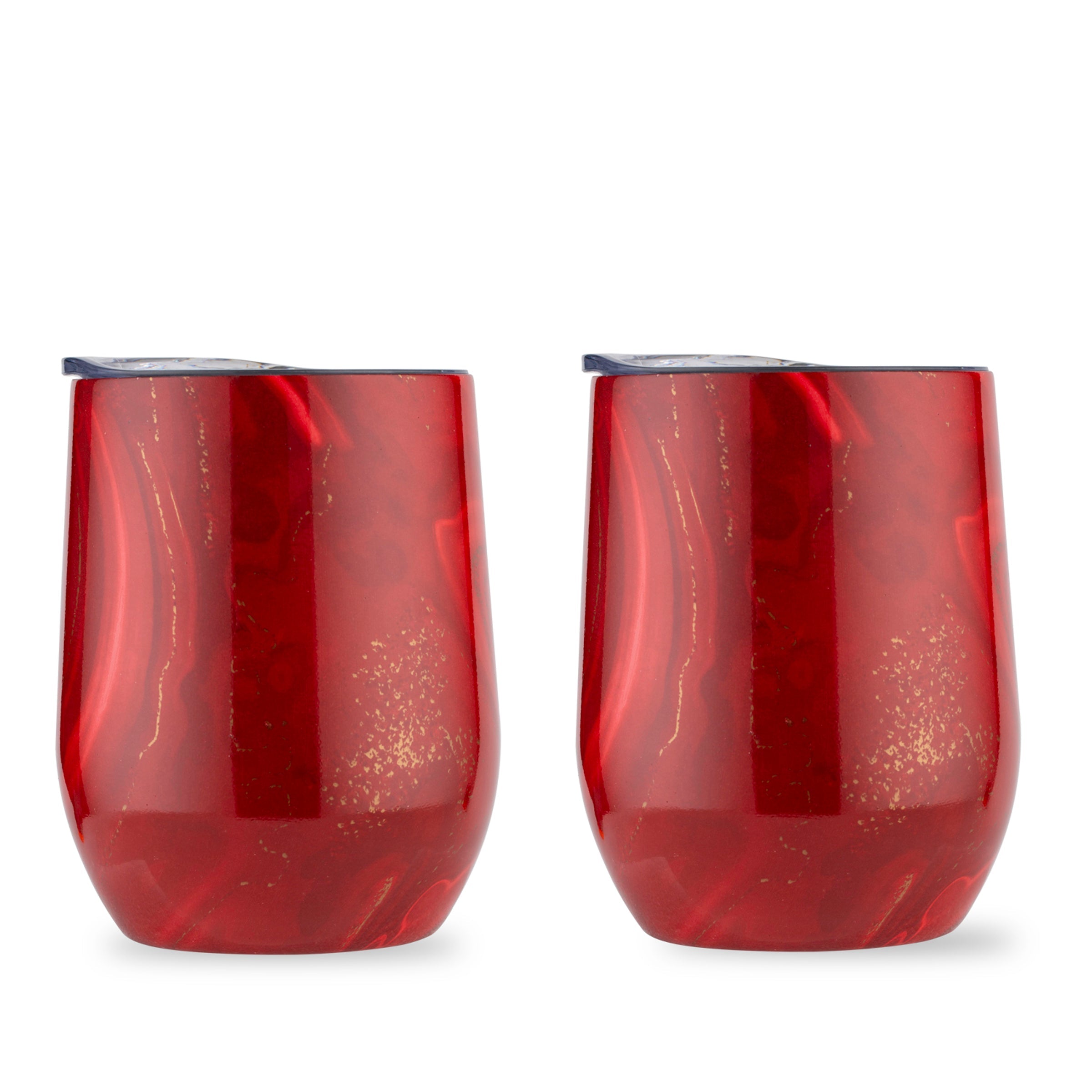 12 Oz Red Geo Wine Tumblers, Set Of 2