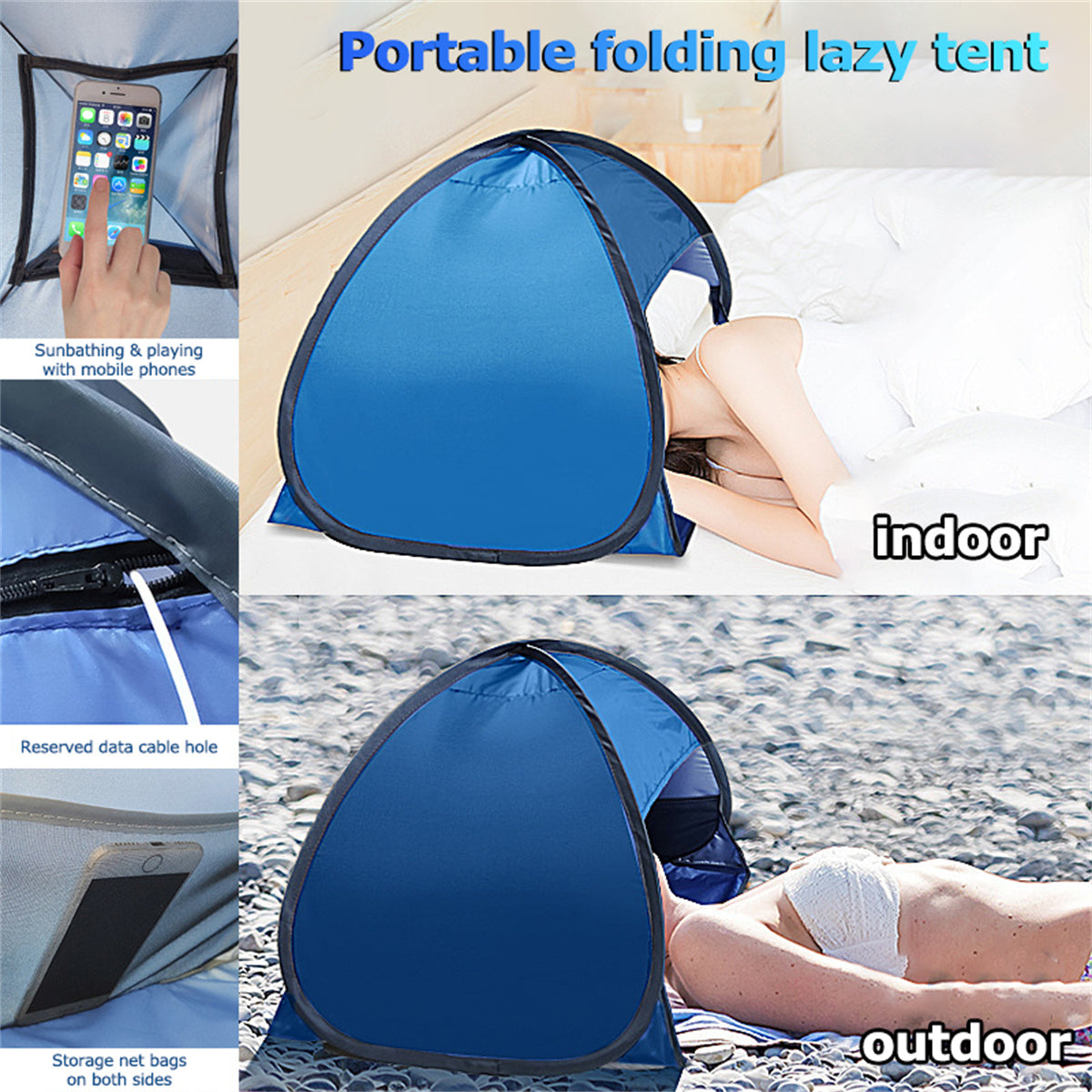 Mini Portable Outdoor Beach Tent Instant Lazy Tent Beach Sunshade Tent Sun Shelter Pop Up Dome Tent Canopy Anti UV ， Easy Set Up， Fully Automatic