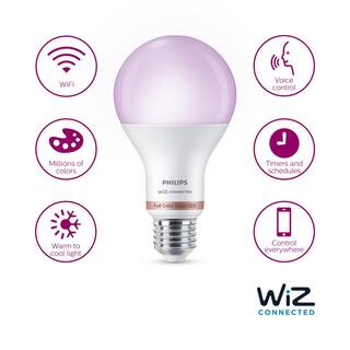 Philips 100-Watt Equivalent A21 LED Smart Wi-Fi Colr Changing Light Bulb powered by WiZ with Bluetooth (2-Pack) 562405