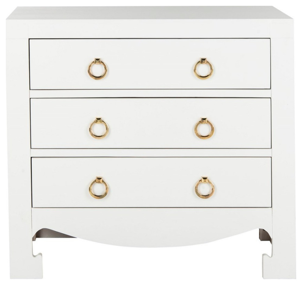 Elle 3 Drawer Chest White/ Gold   Transitional   Accent Chests And Cabinets   by Virgil Stanis Design  Houzz