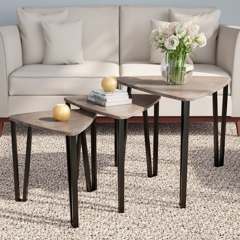 Carson Carrington Mortbol Modern Wood Nesting Tables (Set of 3)