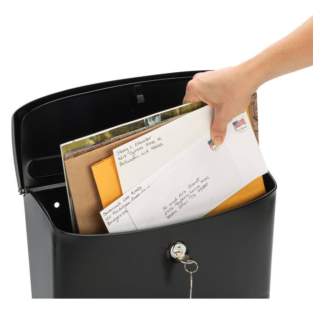 Architectural Mailboxes Princeton Black Medium Steel Locking Wall Mount Mailbox 2572B-10