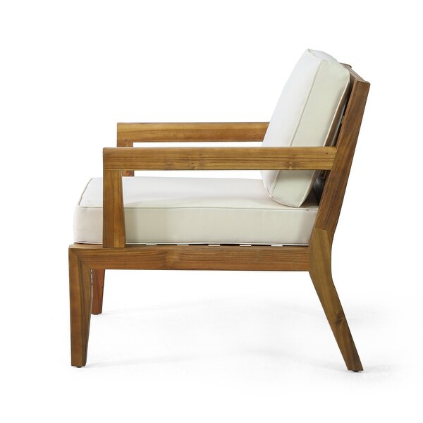 Rossville Outdoor Cushioned Acacia Club Chairs by Christopher Knight Home