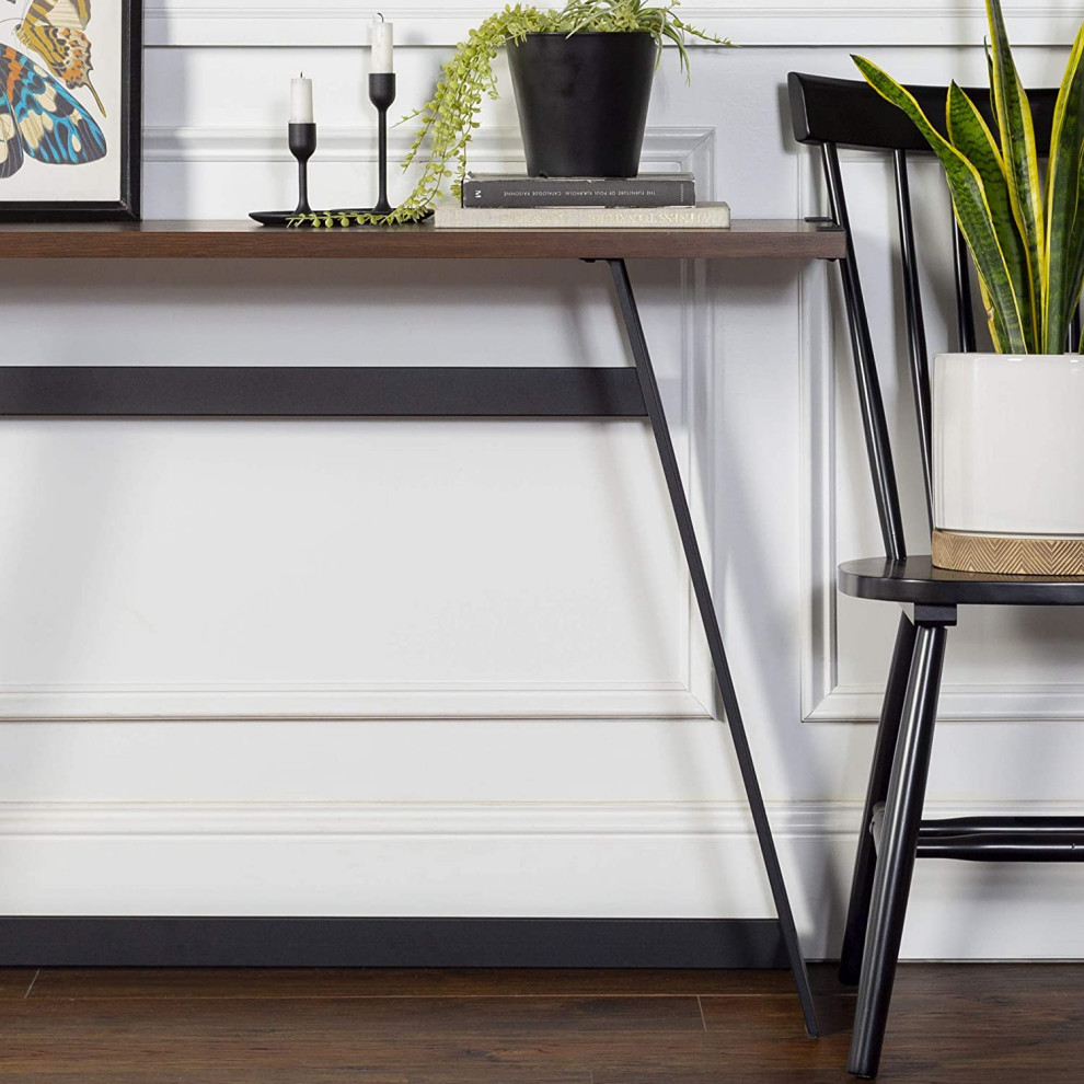 Industrial Console Table  Angled Metal Base  ampRectangular MDF Top   Industrial   Console Tables   by Decor Love  Houzz