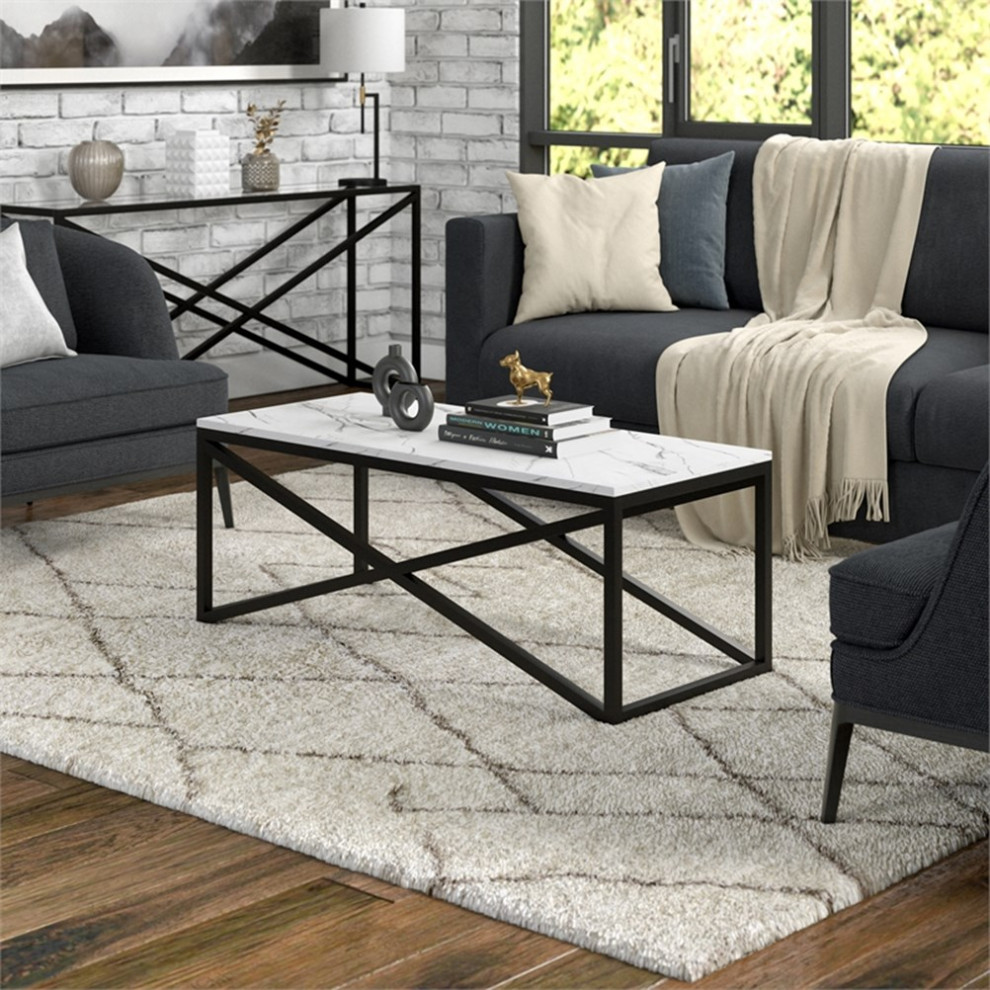 Henn ampHart 46 quotBlackened Bronze Metal Coffee Table   Transitional   Coffee Tables   by Homesquare  Houzz