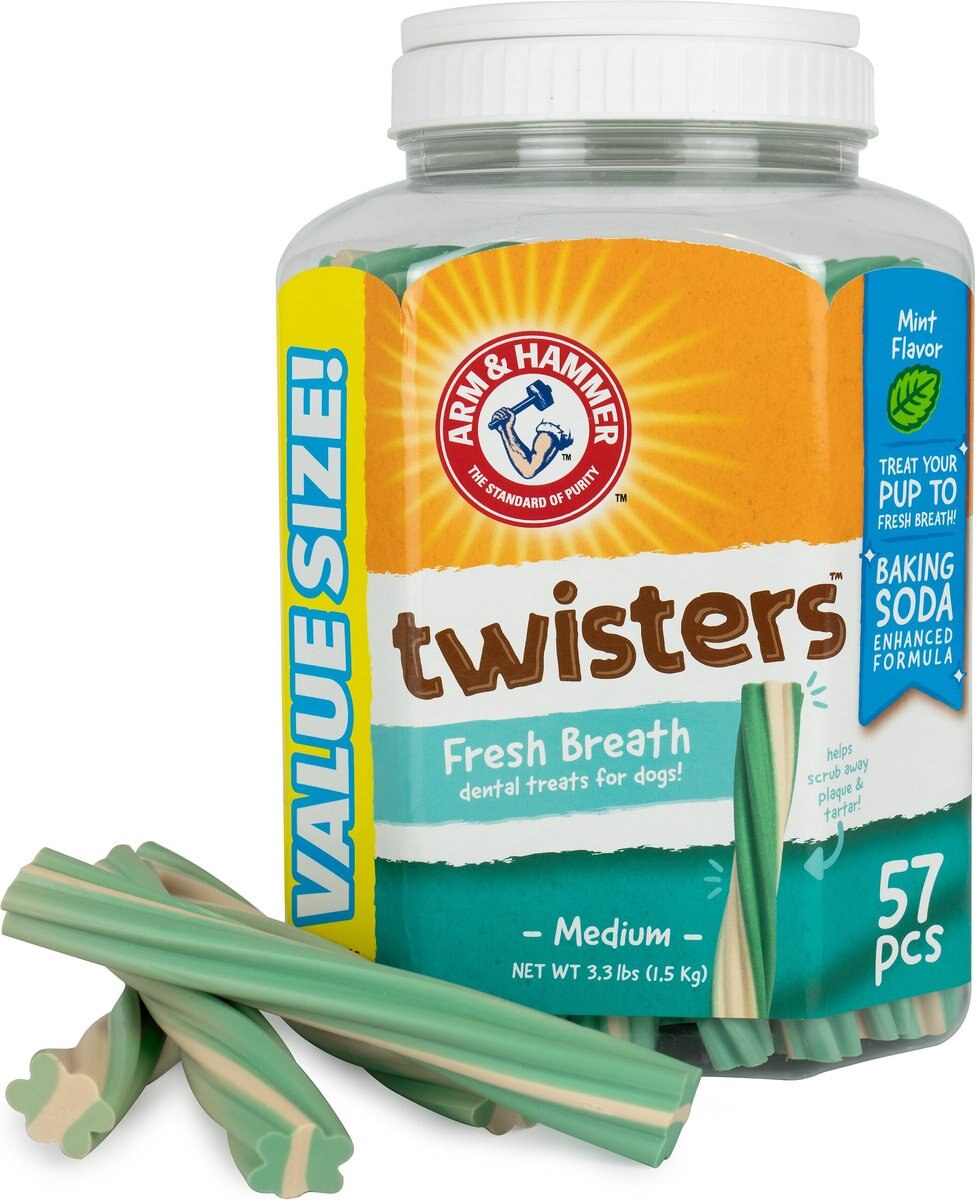 Arm and Hammer Twisters Fresh Breath Medium Mint Flavor Dog Dental Chews