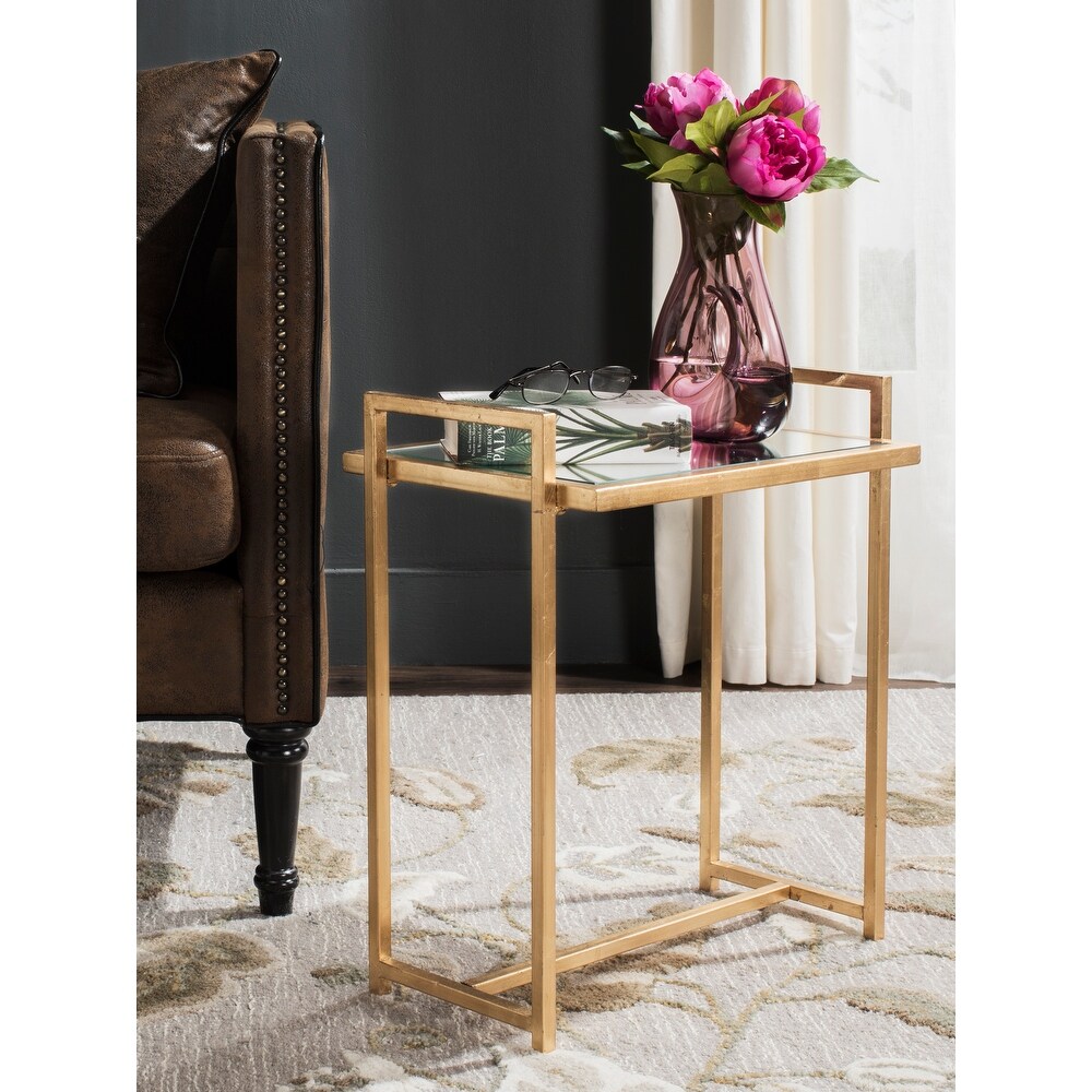 SAFAVIEH Renly Antique Gold Leaf End Table   18.3\