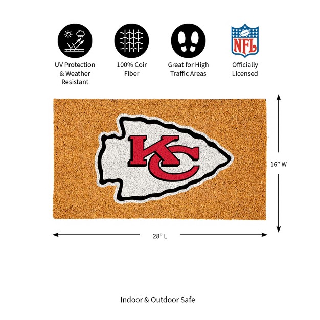 Evergreennflkansas City Chiefs Logo Natural Coir 28 X 16 Inches Indoor Outdoor Doormat