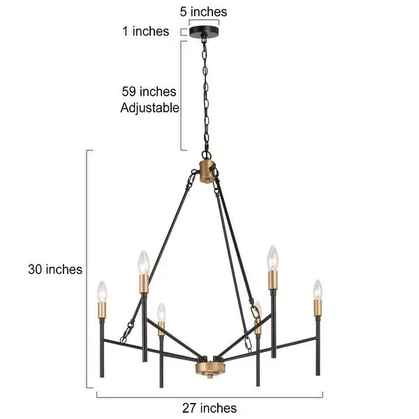 Alestair Modern Farmhouse Wheel Chandelier Black Gold Metal Candle for Dining Room Shopping - The Best Deals on Chandeliers