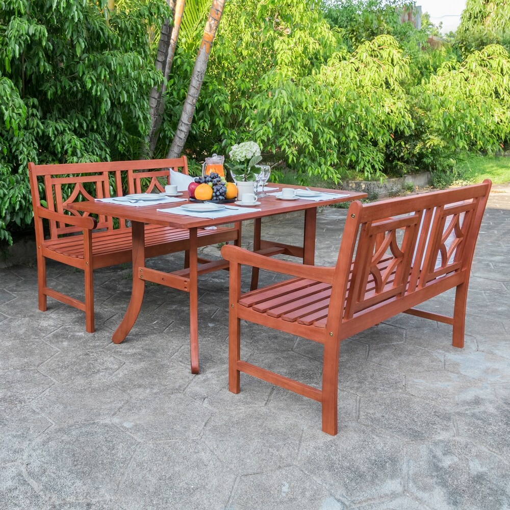 Hydaburg Outdoor 3 piece Wood Table Dining Set by Havenside Home