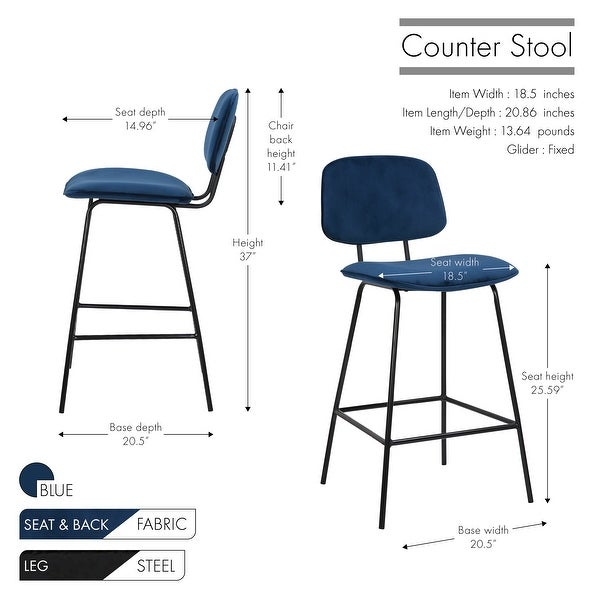 Porthos Home Ekta Velvet Counter Height Stools (Set of 2)