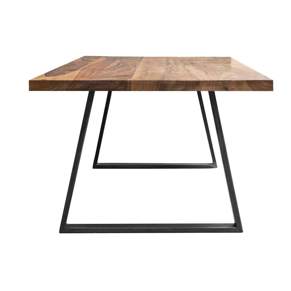 AmeriHome Sheesham 63 in. Rectangle Rosewood Wood Top with Black Metal Frame Dining Table Seats 6 SWDT63