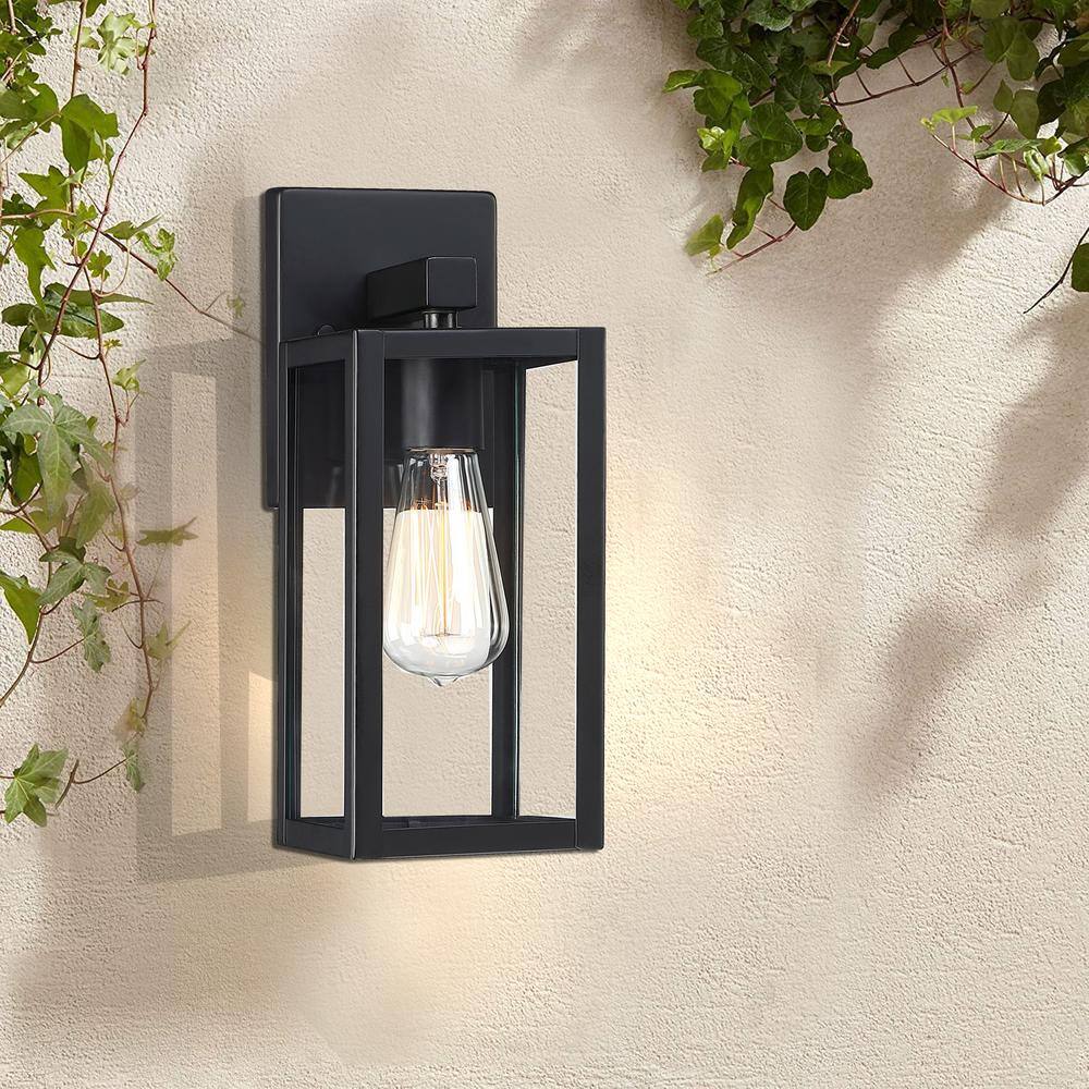 Hukoro Martin 1-Light Matte Black Outdoor Wall Lantern Sconces (2-Pack) F87702-BK