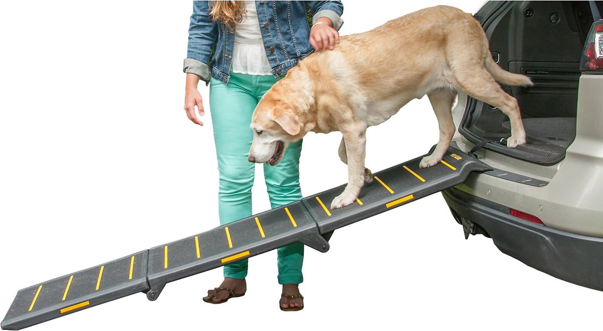 Pet Gear Reflective Extra Wide Foldable Dog Car Ramp， Tri-fold