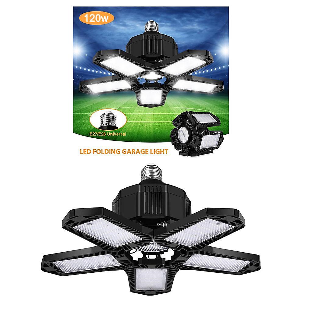 2x Led Garage Lights， 80/100/120w Deformable Garage Lights，6500k Garage Ceiling Lights， Garage Lighting Fixture Shop Lights For Garage Warehouse Basem