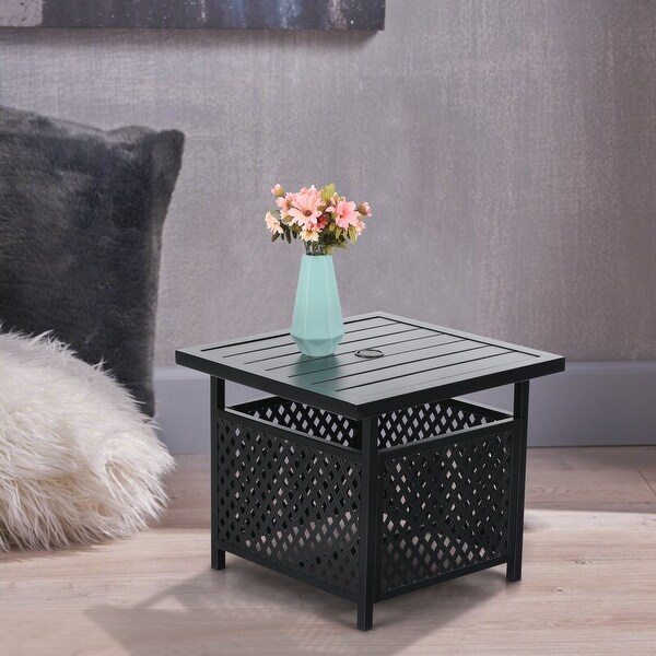 Claribelle Square Side Table with Umbrella Hole by Havenside Home